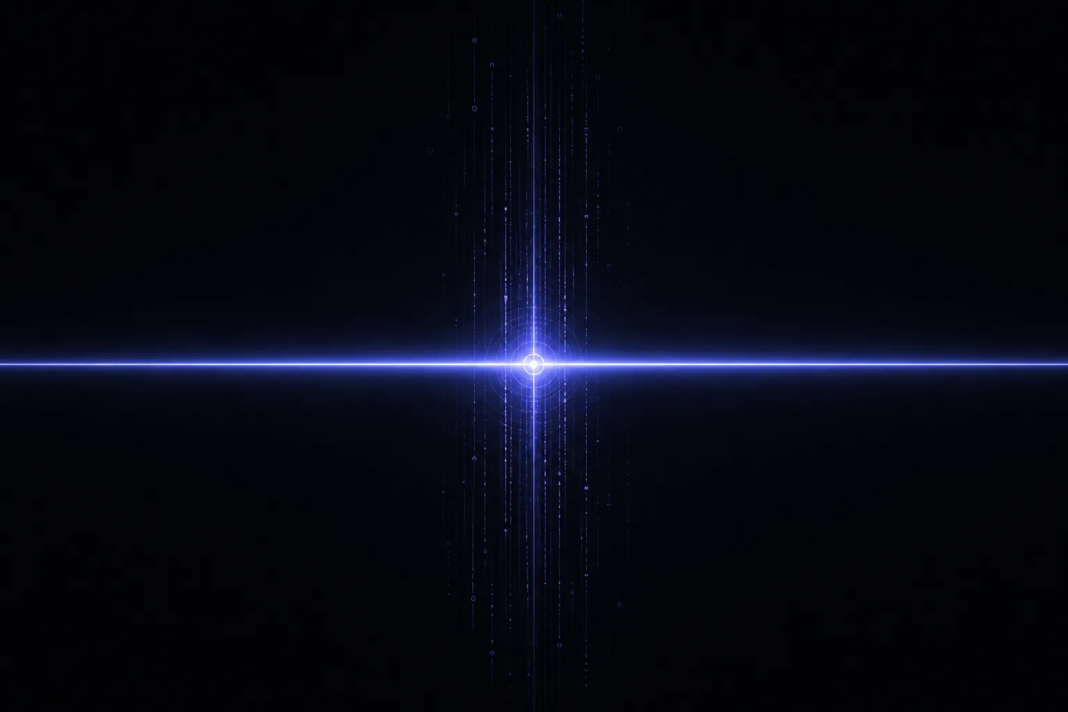 A luminous horizontal boundary line with data streams crossing it and one bright tap point.